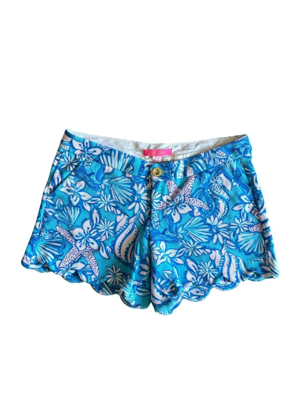 Lilly Pulitzer Buttercup Knit Shorts Amalfi Blue Sound The Sirens Size 4